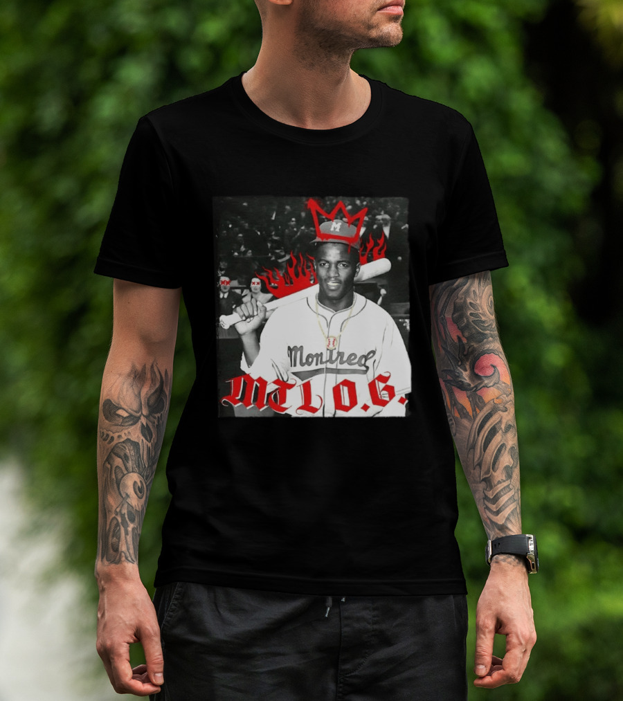Jackie Robinson Montreal MTL O.G. Baseball Legend Icon Red Crown Flames T-Shirt