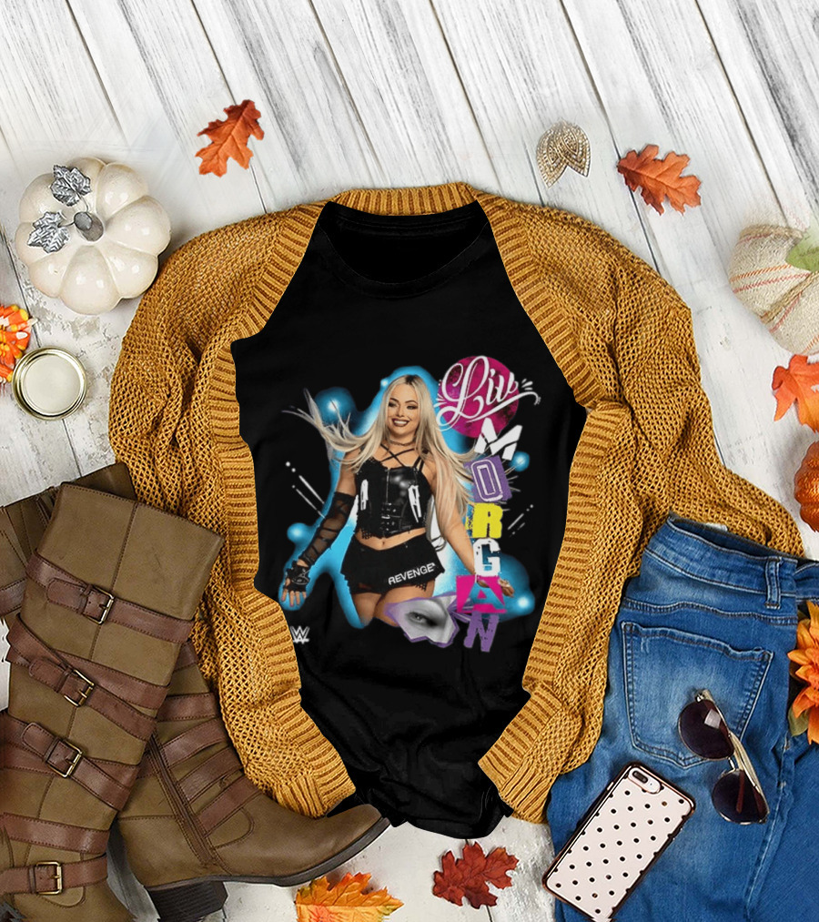 Liv Morgan WWE Revenge Posing with Vibrant Cutout Name T-Shirt
