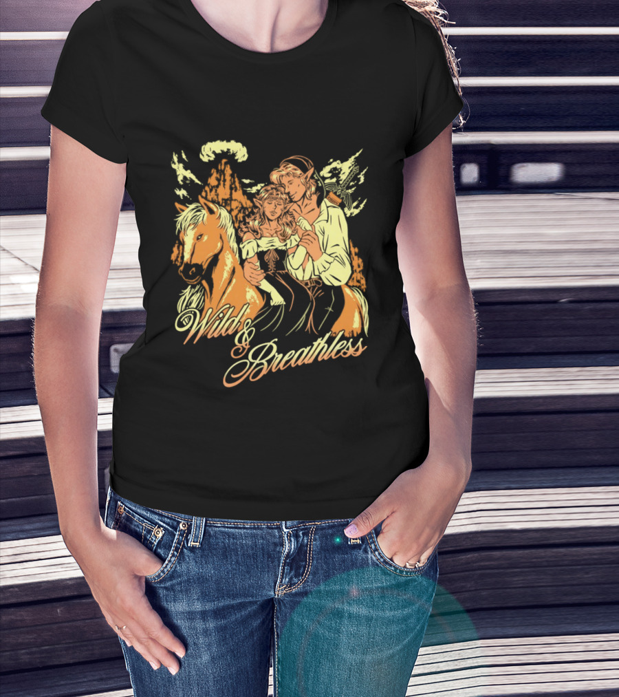 Wild And Breathless Adventure Retro Style Horseback Scene T-Shirt