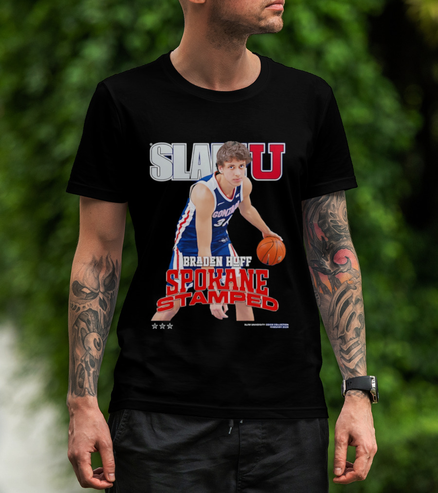 Braden Huff Gonzaga Bulldogs SlamU Spokane Stamped Basketball T-Shirt