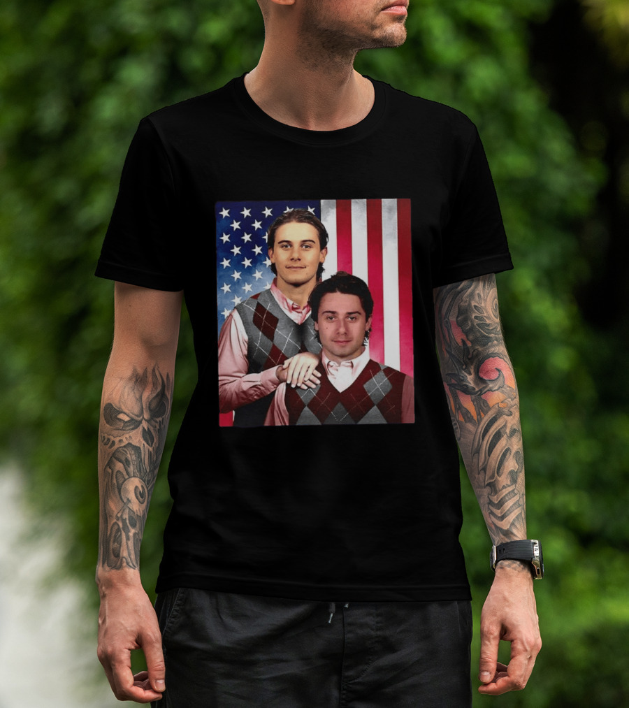 Jack Quinn Hughes USA Hockey Step Brothers American Flag T-Shirt