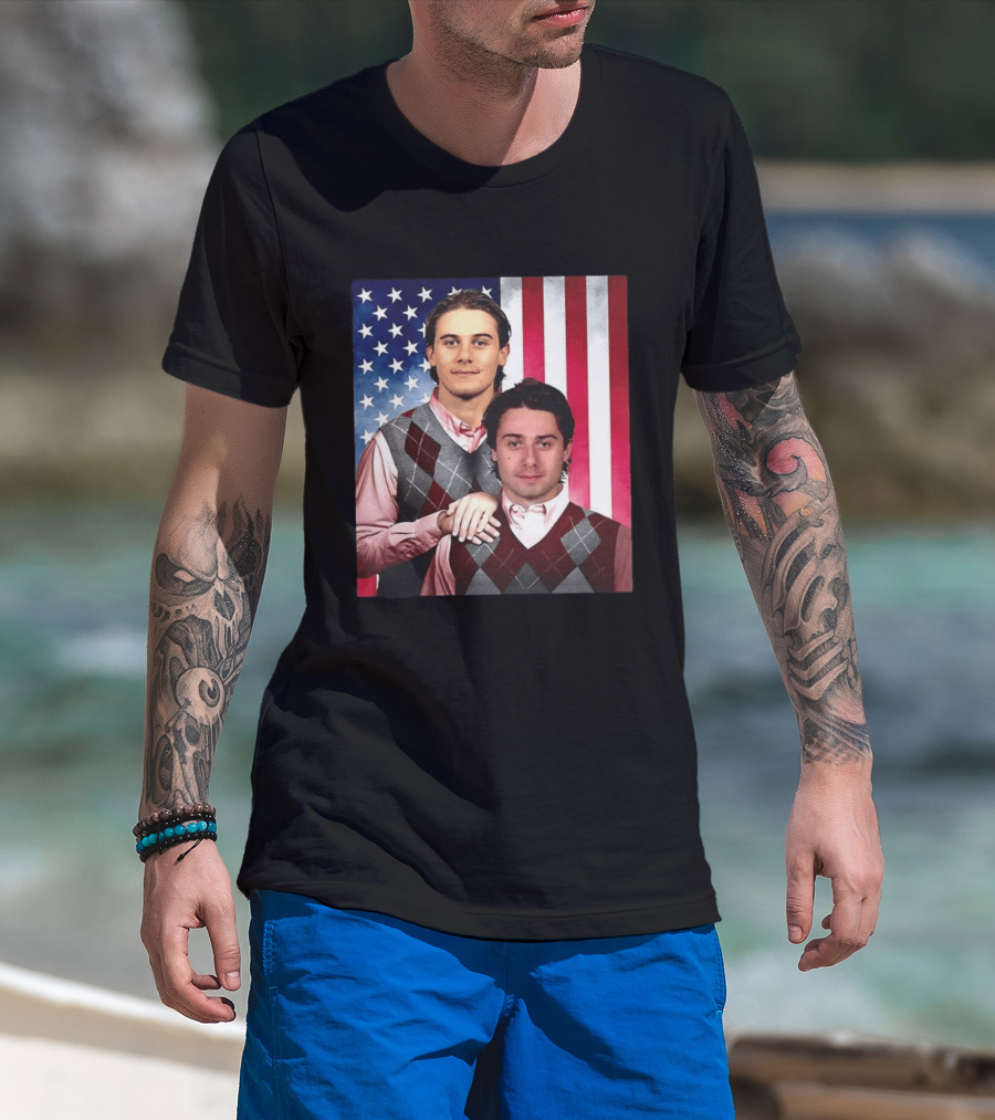 Jack Quinn Hughes USA Hockey Step Brothers American Flag T-Shirt