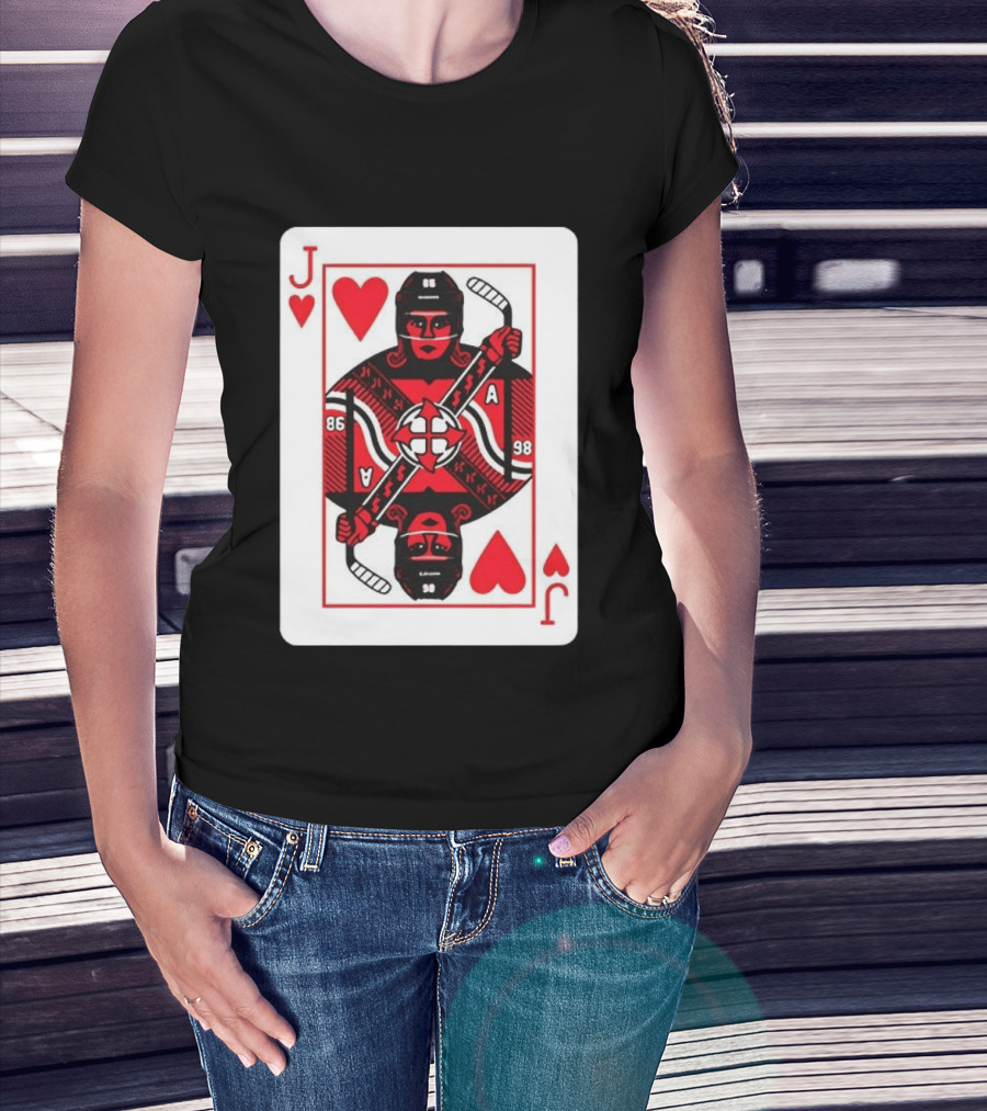 Jack Hughes Playing Card Hockey Jersey 86 Jack Of Hearts Ace T-Shirt