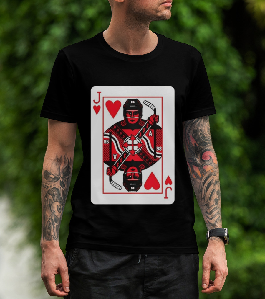 Jack Hughes Playing Card Hockey Jersey 86 Jack Of Hearts Ace T-Shirt