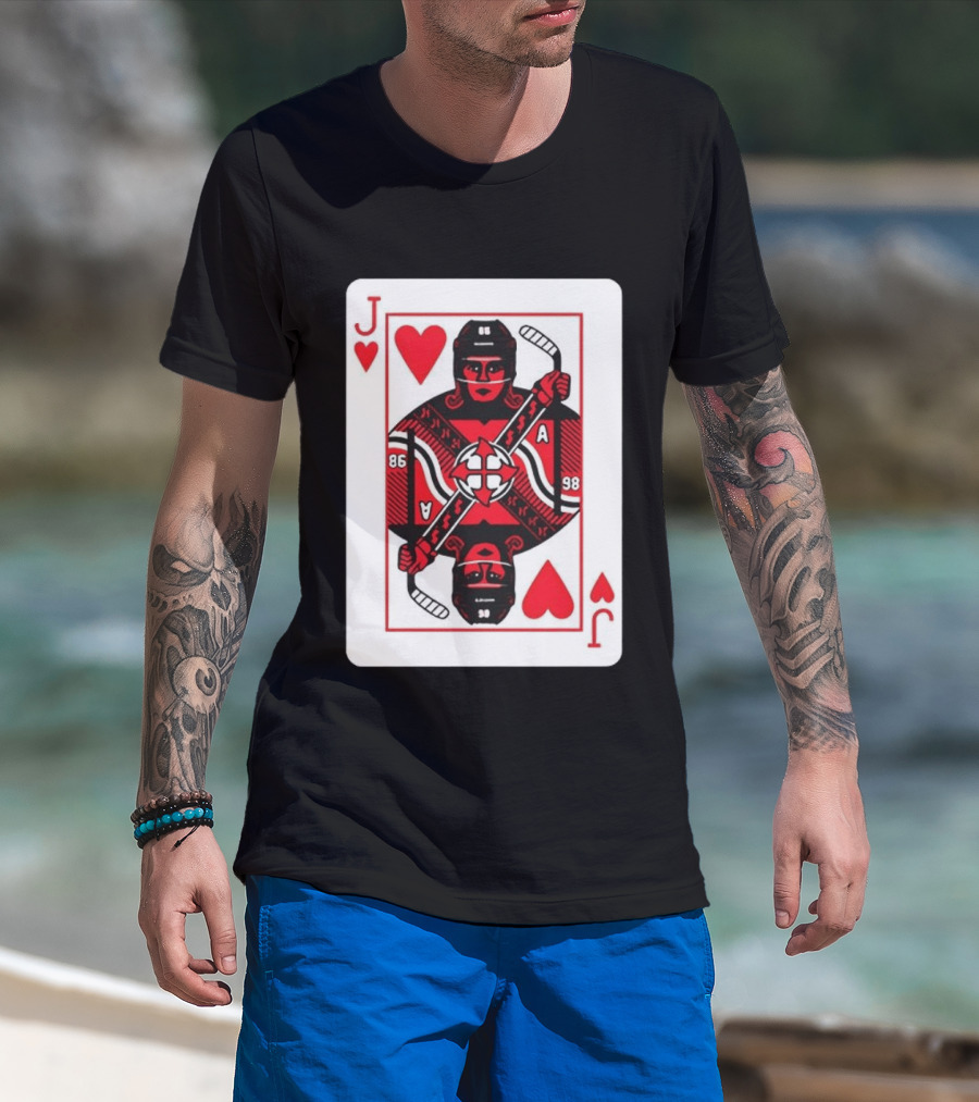 Jack Hughes Playing Card Hockey Jersey 86 Jack Of Hearts Ace T-Shirt