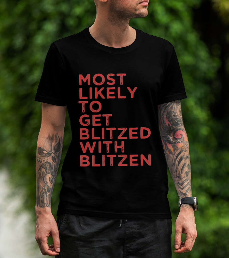Most Likely To Get Blitzed With Blitzen Christmas T-Shirt