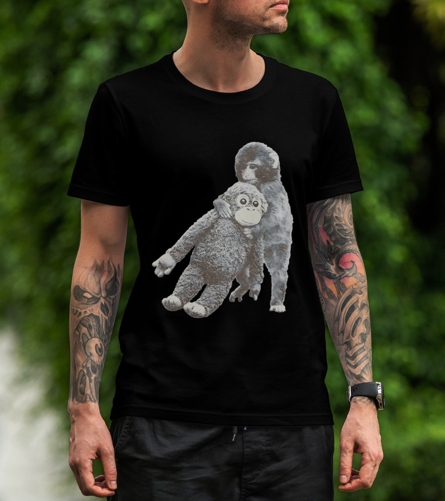 Punch Kun Monkey Plush Toy Hugging Scene T-Shirt