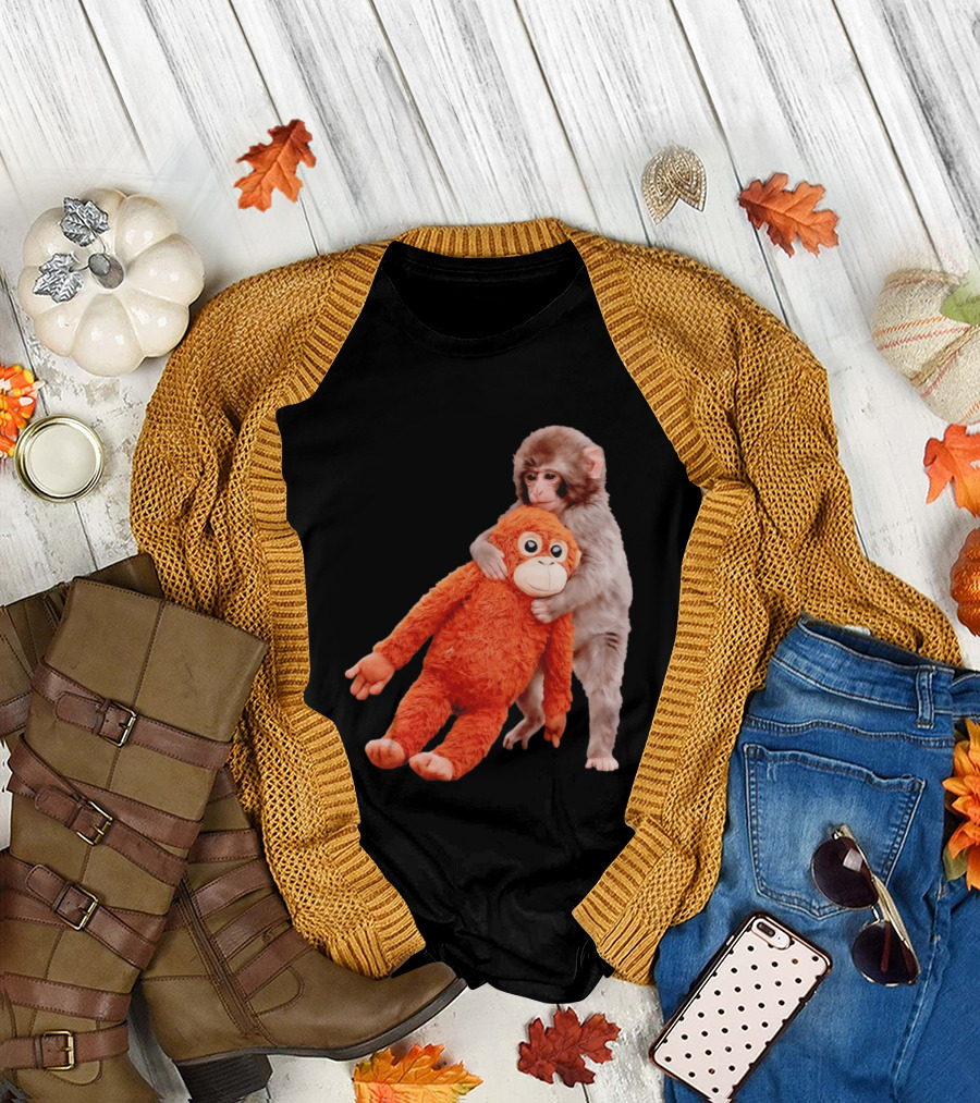 Punch Monkey Panchi Kun Stuffed Toy Hugging Cute Baby Monkey T-Shirt