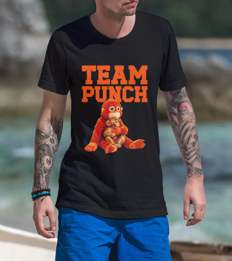 Team Punch Monkey Duo 2026 Vibrant Orange Characters T-Shirt