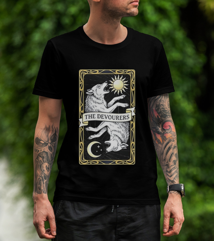 Skoll And Hati Norse Mythology Tarot Card Sun And Moon Wolves The Devourers T-Shirt