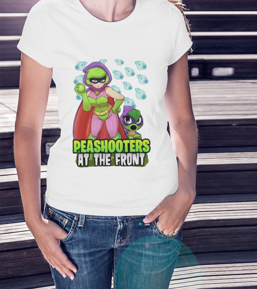 Peashooters At The Front Superhero Style Action Adventure T-Shirt