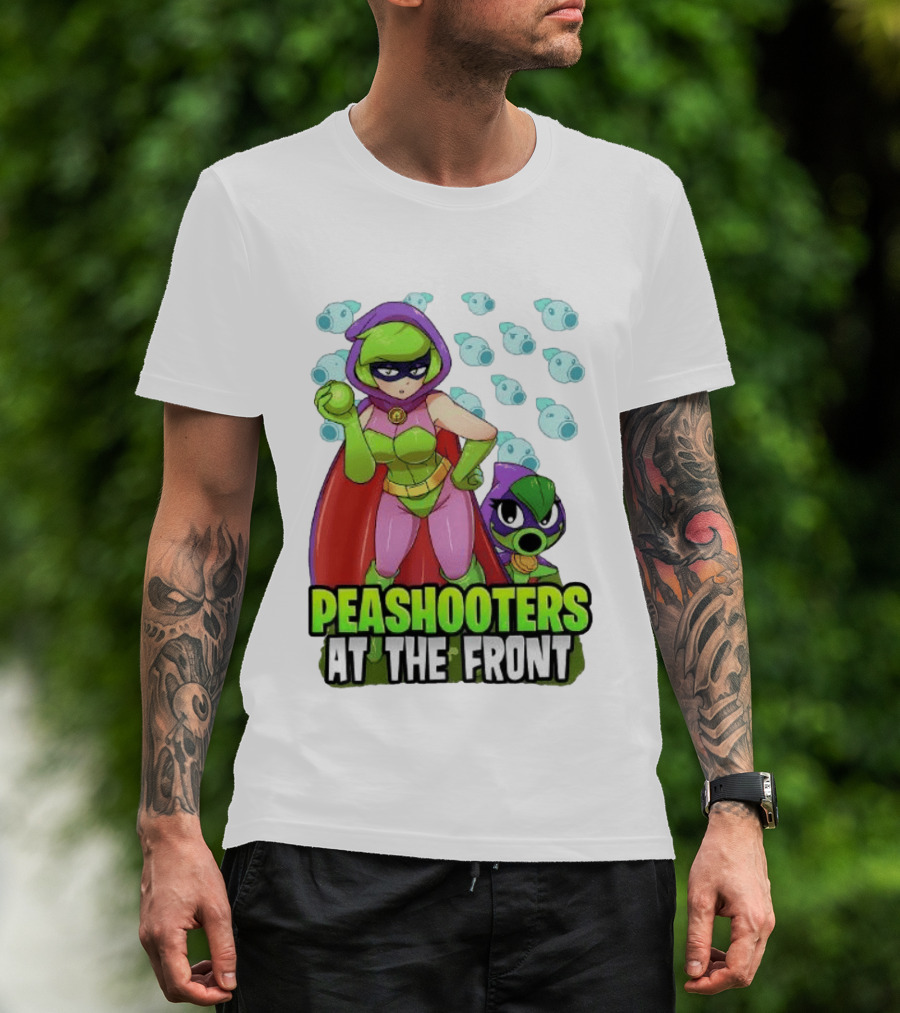Peashooters At The Front Superhero Style Action Adventure T-Shirt