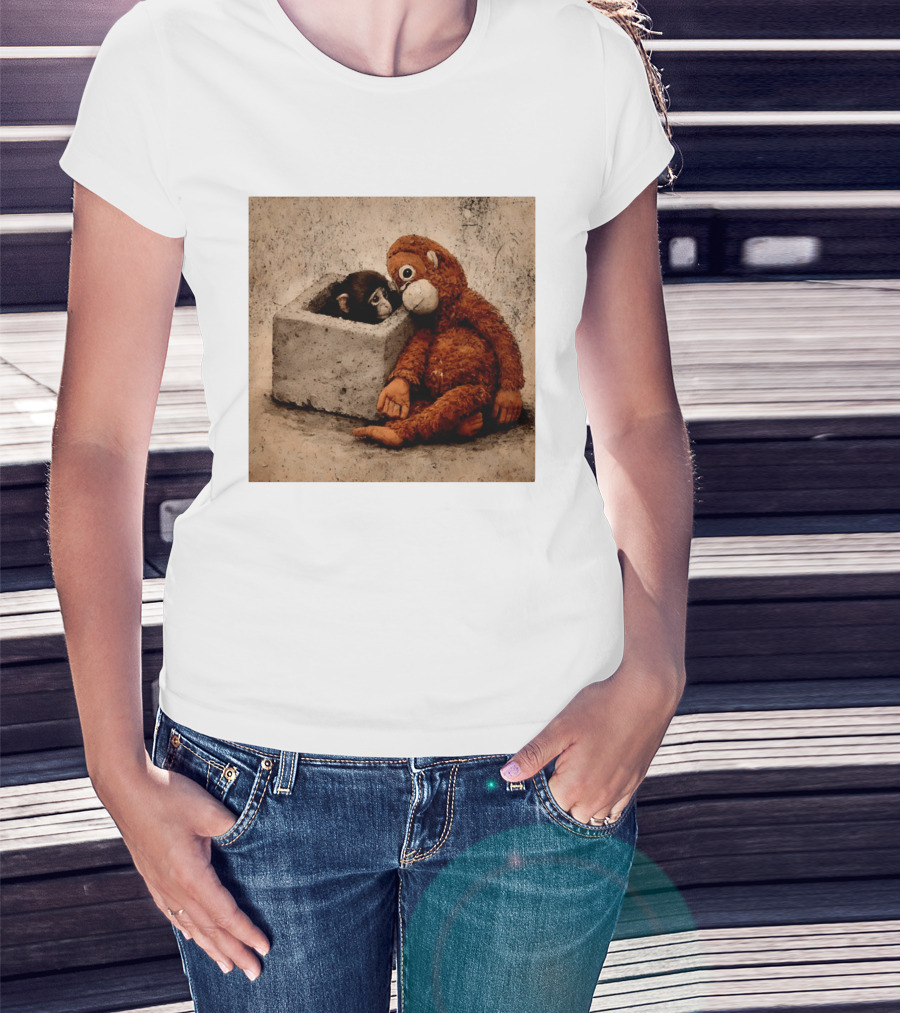 Punch Kun Punch The Monkey Cuddling Plush Toy Block Scene T-Shirt