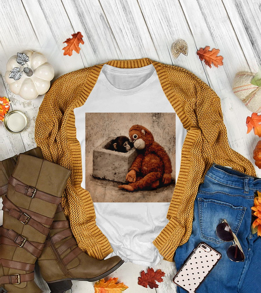 Punch Kun Punch The Monkey Cuddling Plush Toy Block Scene T-Shirt