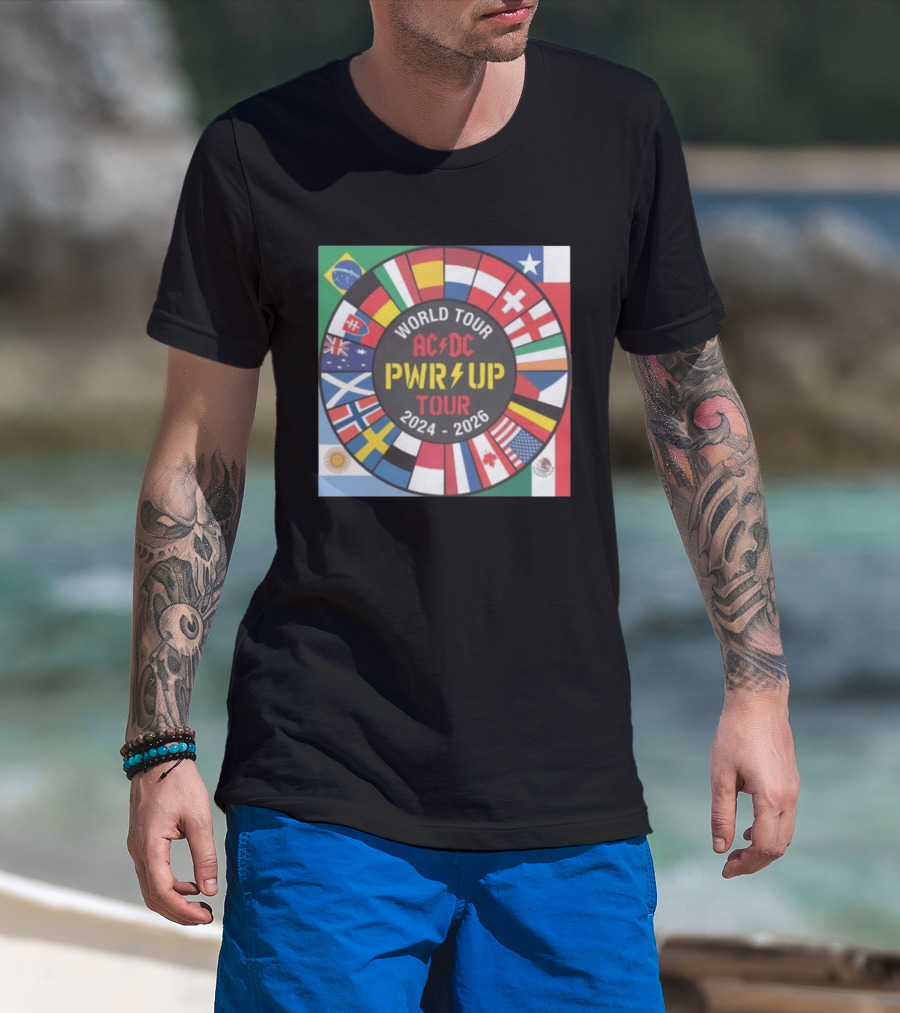 ACDC Pwr Up World Tour 2024 2026 International Flags Edition T-Shirt