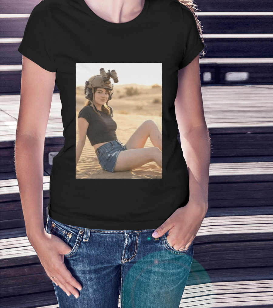 Emma Stone Desert Night Vision Helmet Adventure T-Shirt
