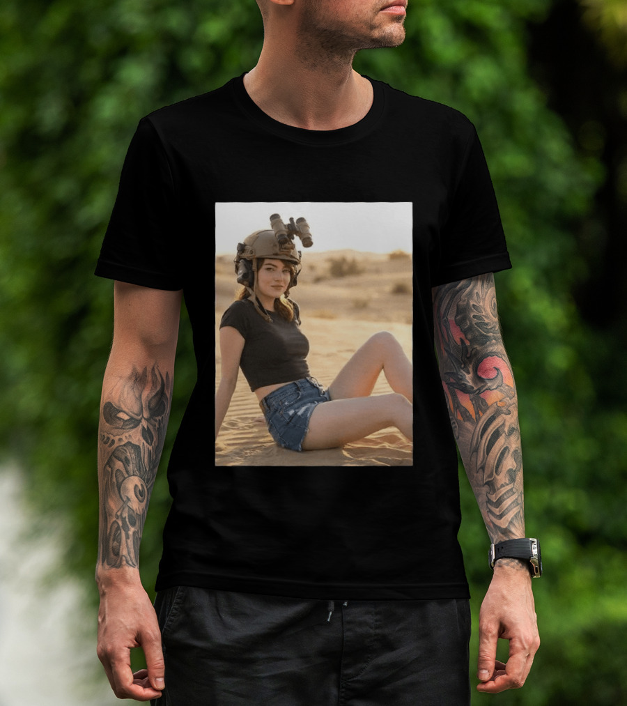 Emma Stone Desert Night Vision Helmet Adventure T-Shirt