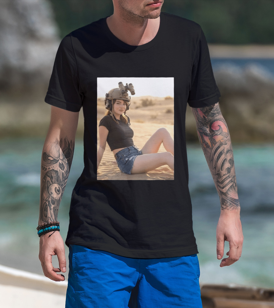 Emma Stone Desert Night Vision Helmet Adventure T-Shirt
