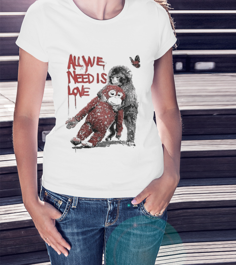 All We Need Is Love Baby Monkey Punch Ikea Doll Japan Zoo T-Shirt
