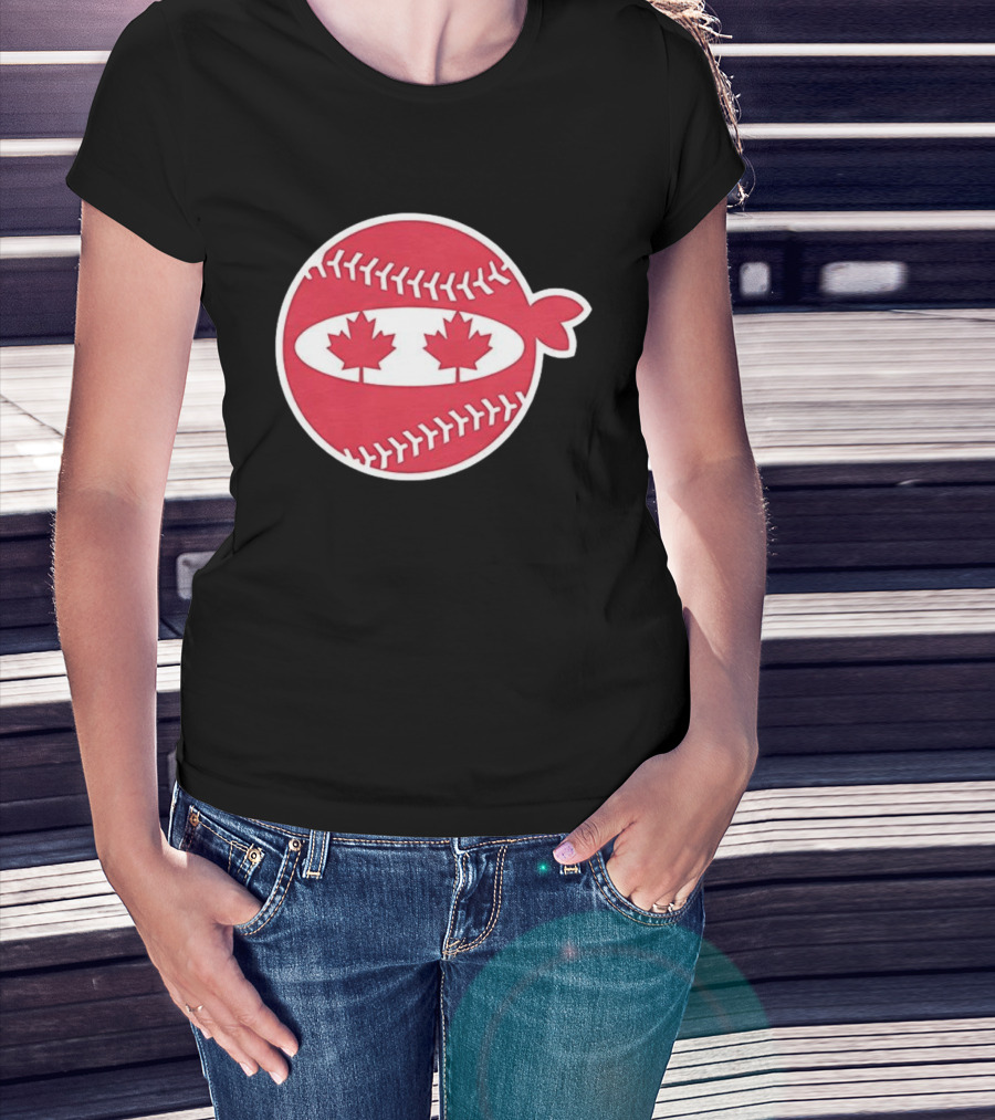 Canada Baseball Maple Leaf Ninja Pitching T-Shirt