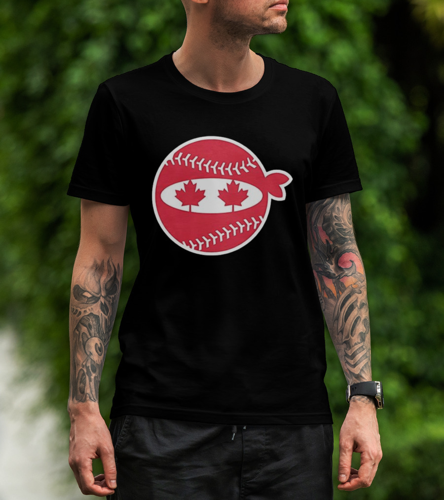 Canada Baseball Maple Leaf Ninja Pitching T-Shirt