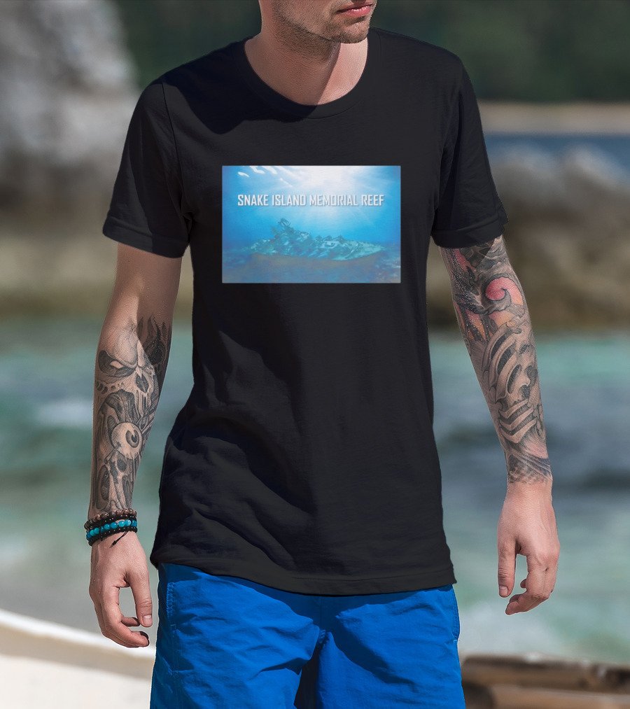 Snake Island Memorial Reef Submerged Ship Ocean Scene T-Shirt
