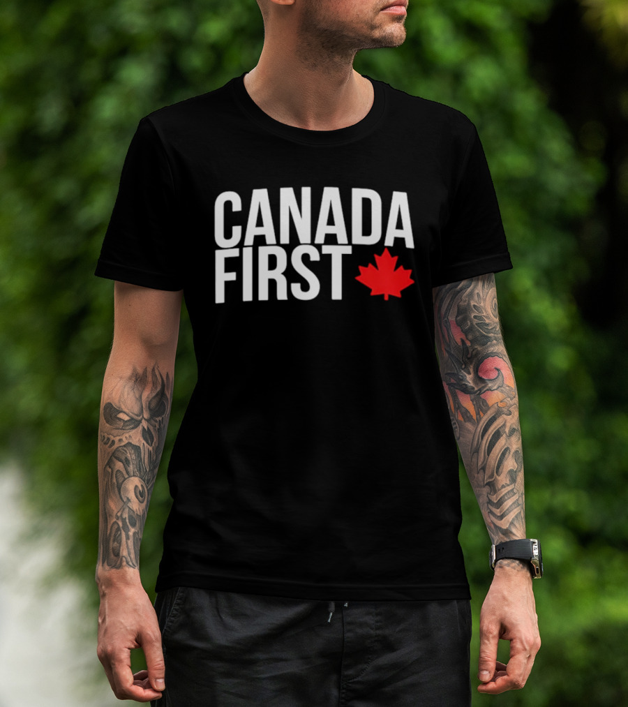 Canada First Baseball Red Maple Leaf T-Shirt