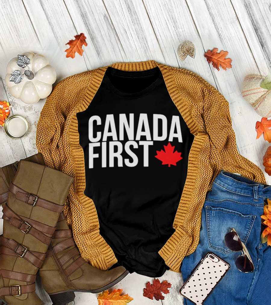 Canada First Baseball Red Maple Leaf T-Shirt