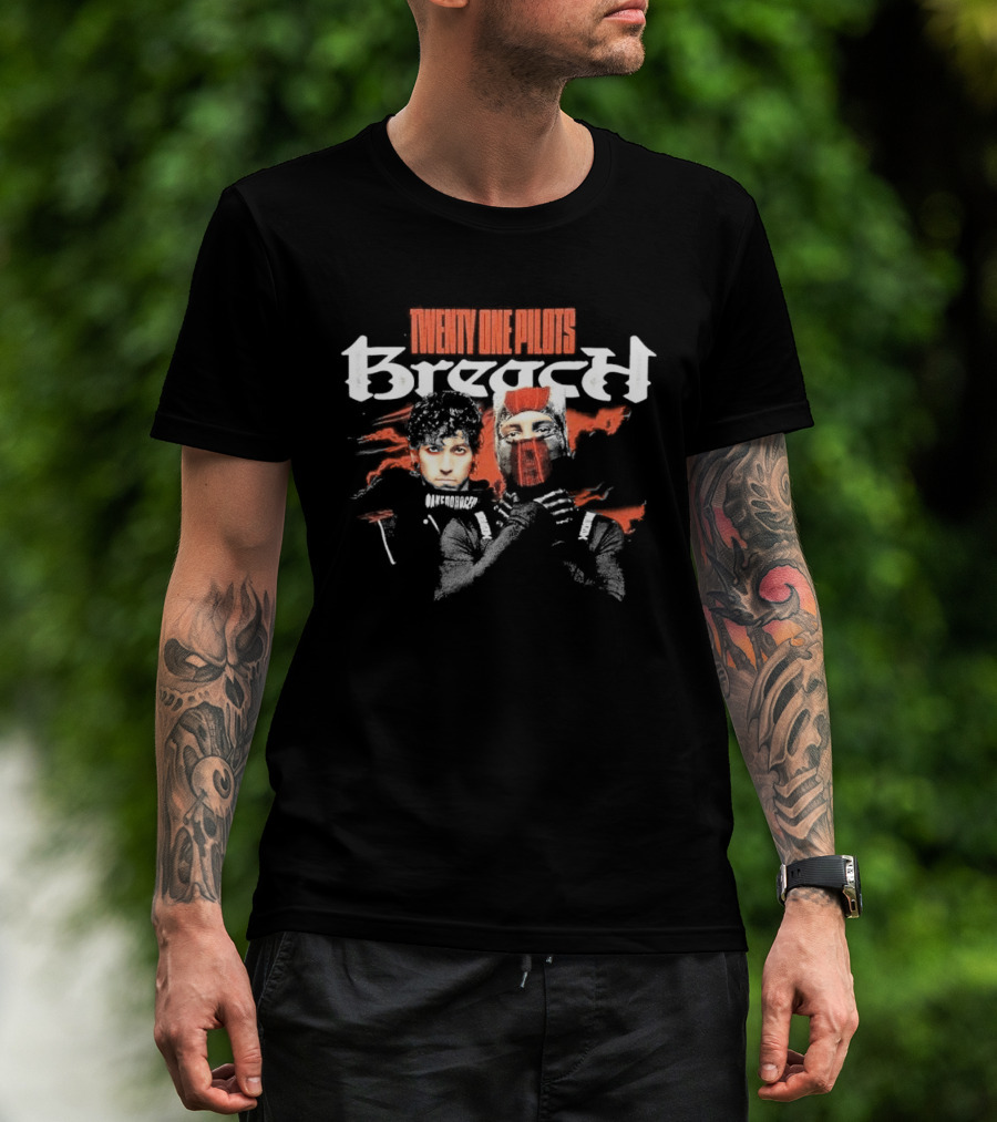 Twenty One Pilots Breach Duo Masked Faces Red Accents T-Shirt