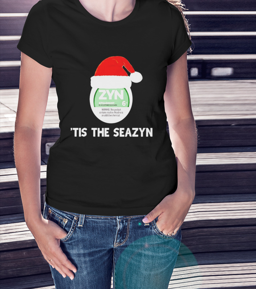 Zyn Spearmint Christmas Tis The Seazyn With Santa Hat T-Shirt