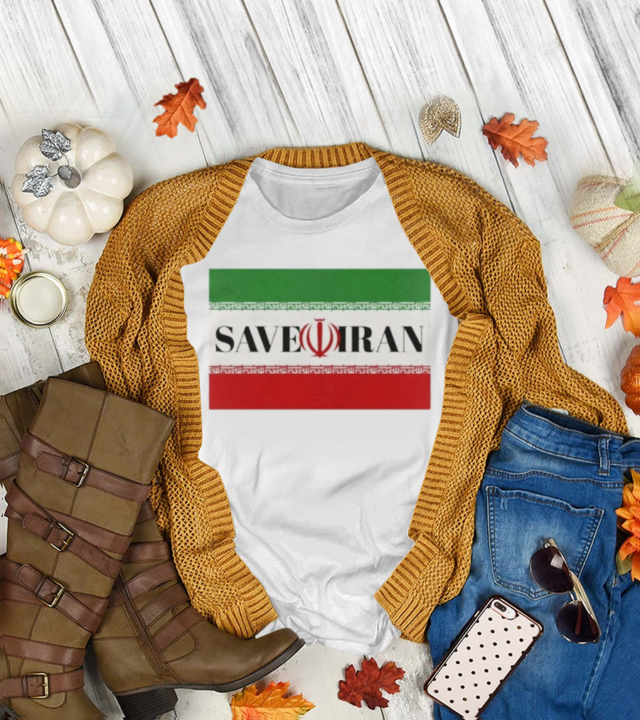 Save Iran National Symbol Emblem Green White Red T-Shirt