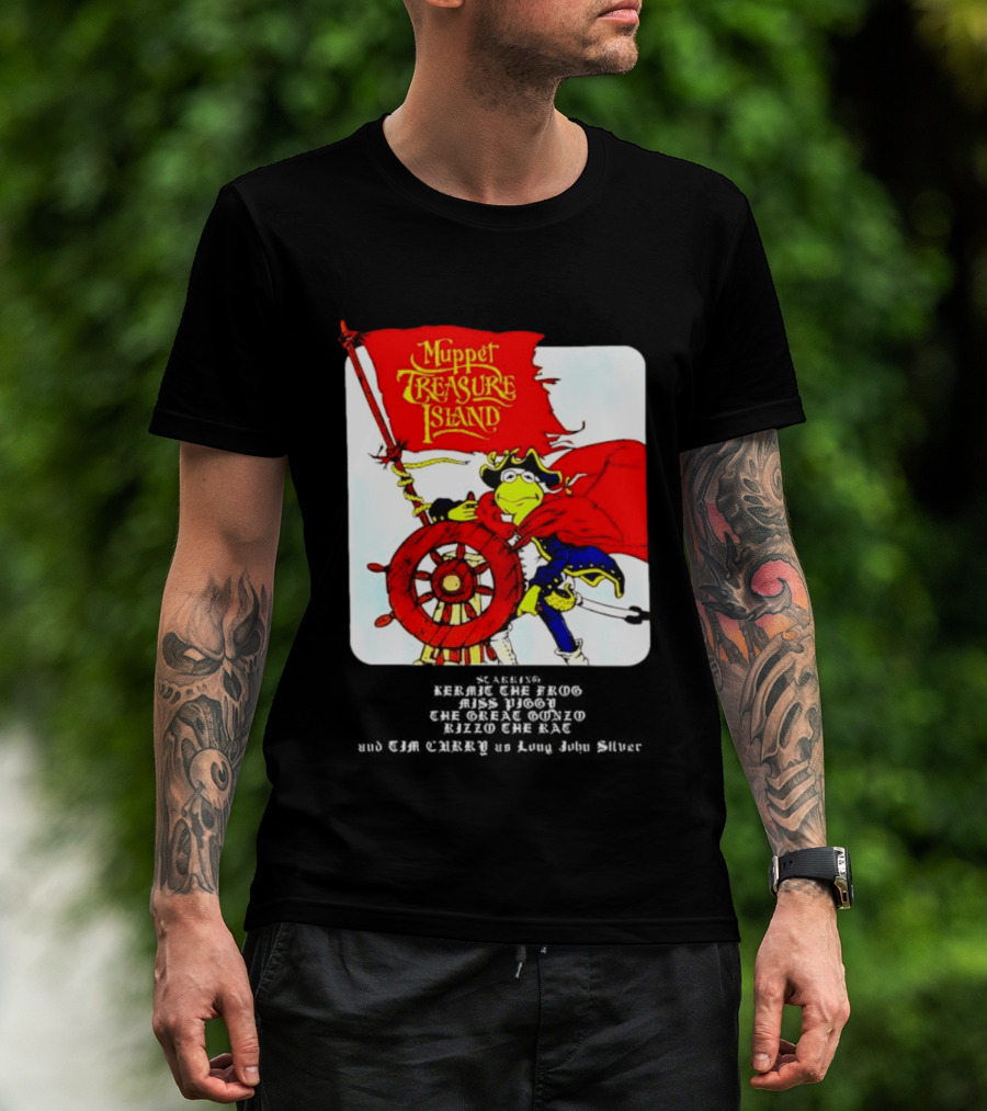 Kermit The Frog Muppet Treasure Island 1996 Steering Pirate Ship T-Shirt