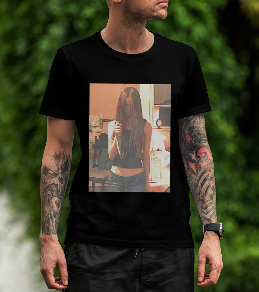 Long Hair Girl With Survival Knife In Room T-Shirt