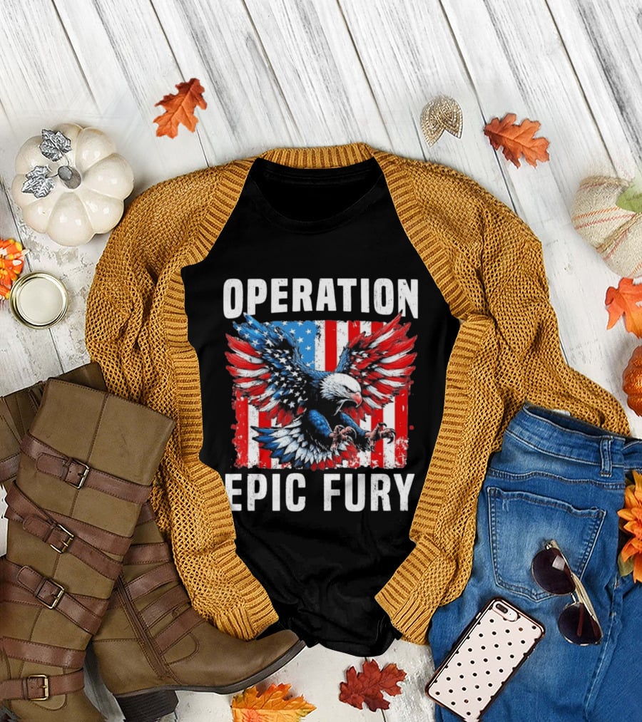 Operation Epic Fury American Flag Eagle Wings Patriotic T-Shirt