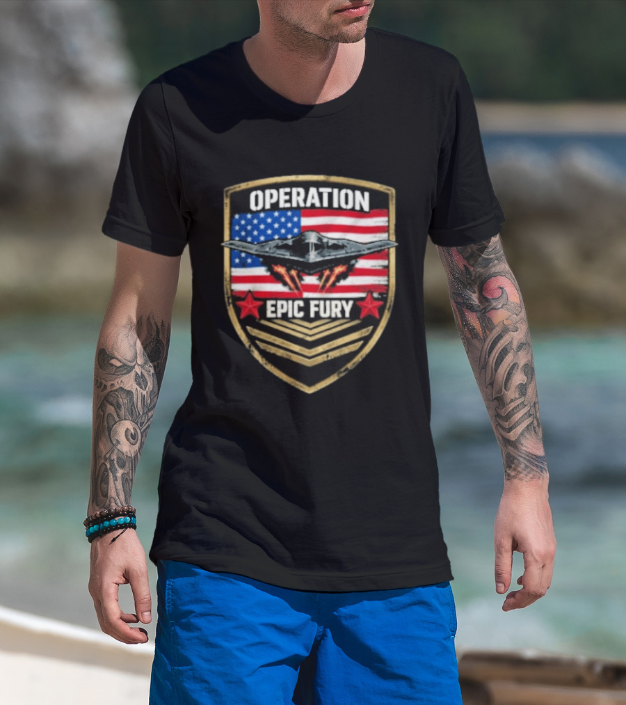 Operation Epic Fury American Flag Military Air Force Veteran T-Shirt
