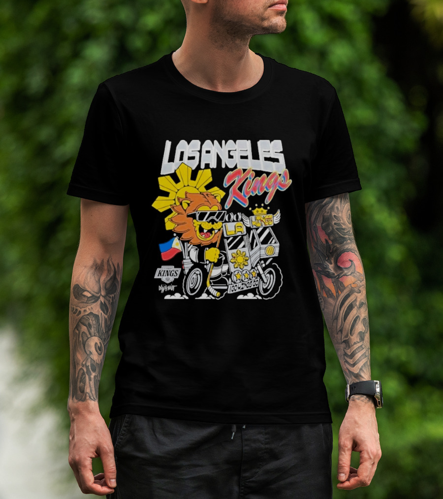 Los Angeles Kings Filipino Heritage Night LA Kings Sun Lion Flag Motorcycle T-Shirt