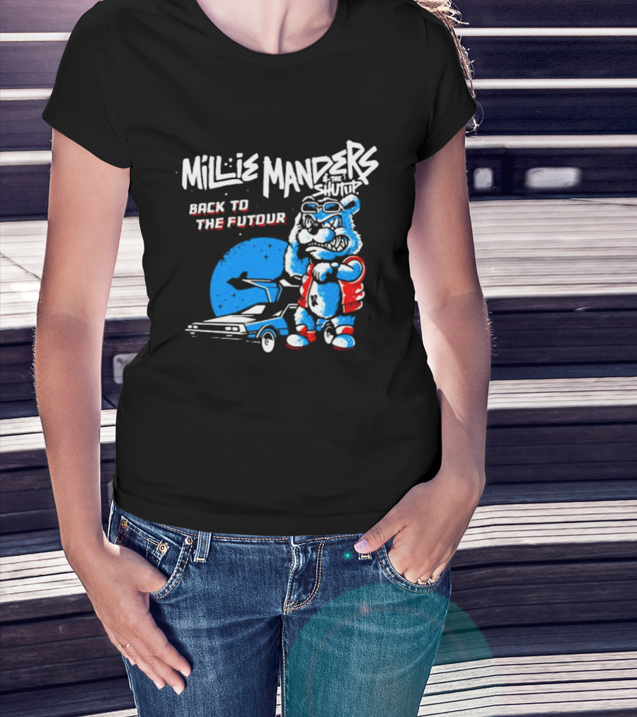 Millie Manders And The Shutup Back To The Futour Retro Cartoon Character And Car T-Shirt