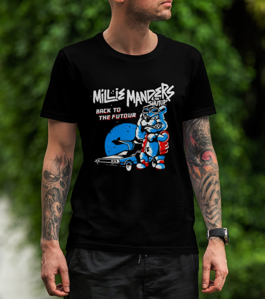 Millie Manders And The Shutup Back To The Futour Retro Cartoon Character And Car T-Shirt