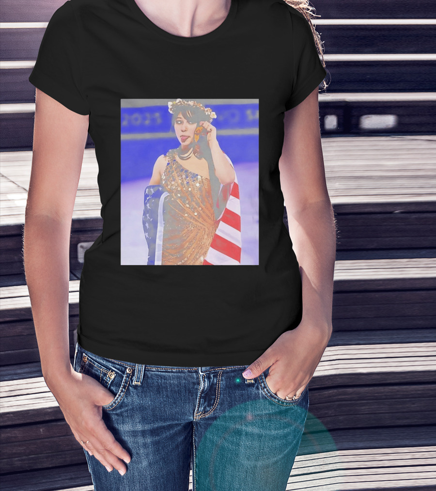 Alysa Liu Gold Medal USA Team Celebration With American Flag T-Shirt
