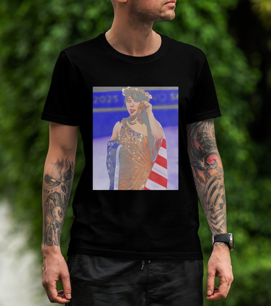 Alysa Liu Gold Medal USA Team Celebration With American Flag T-Shirt