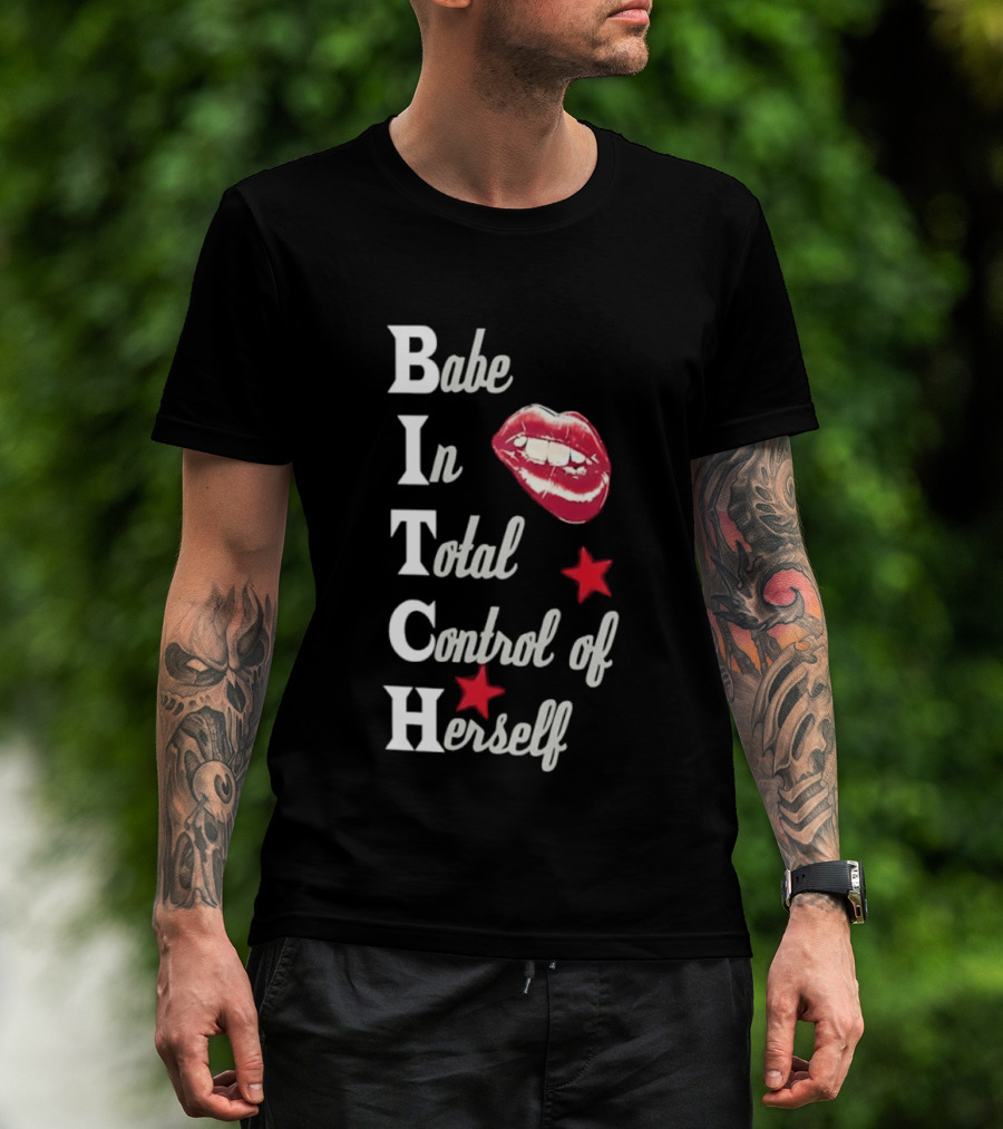 Babe In Total Control Of Herself Lips Red Stars T-Shirt