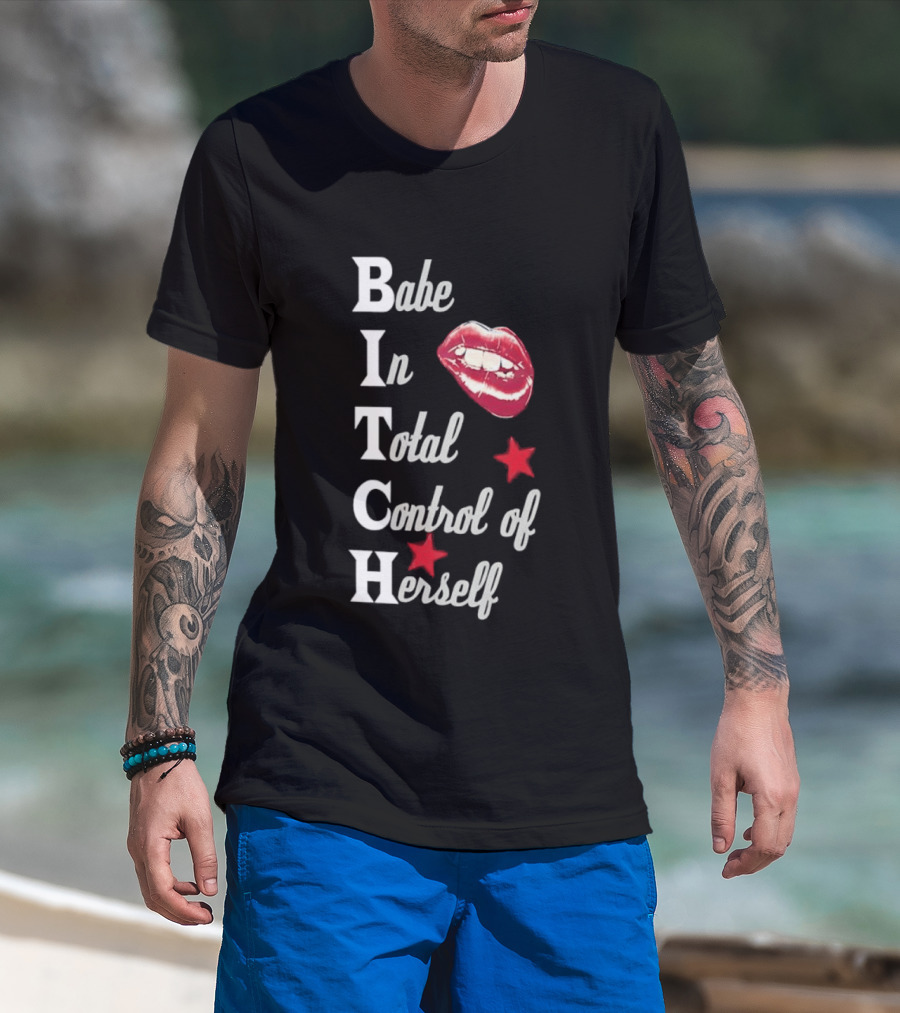 Babe In Total Control Of Herself Lips Red Stars T-Shirt