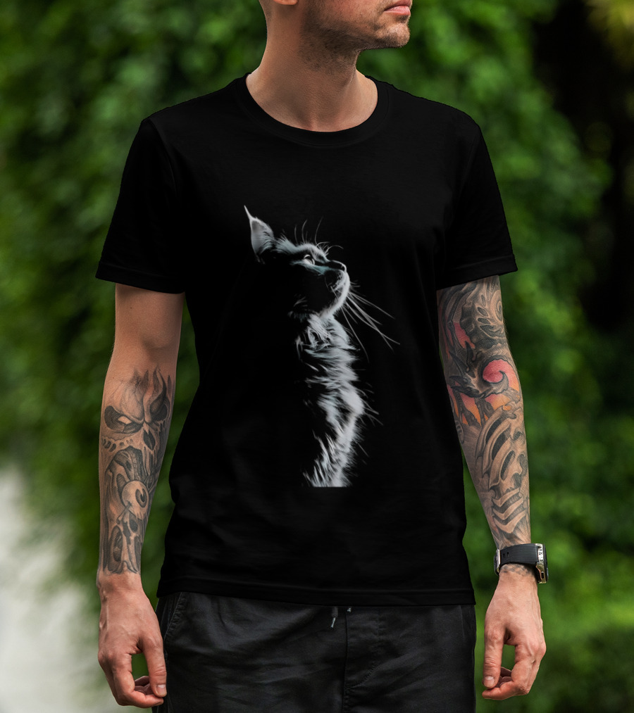 Cat Light And Shadow White Silhouette Feline T-Shirt