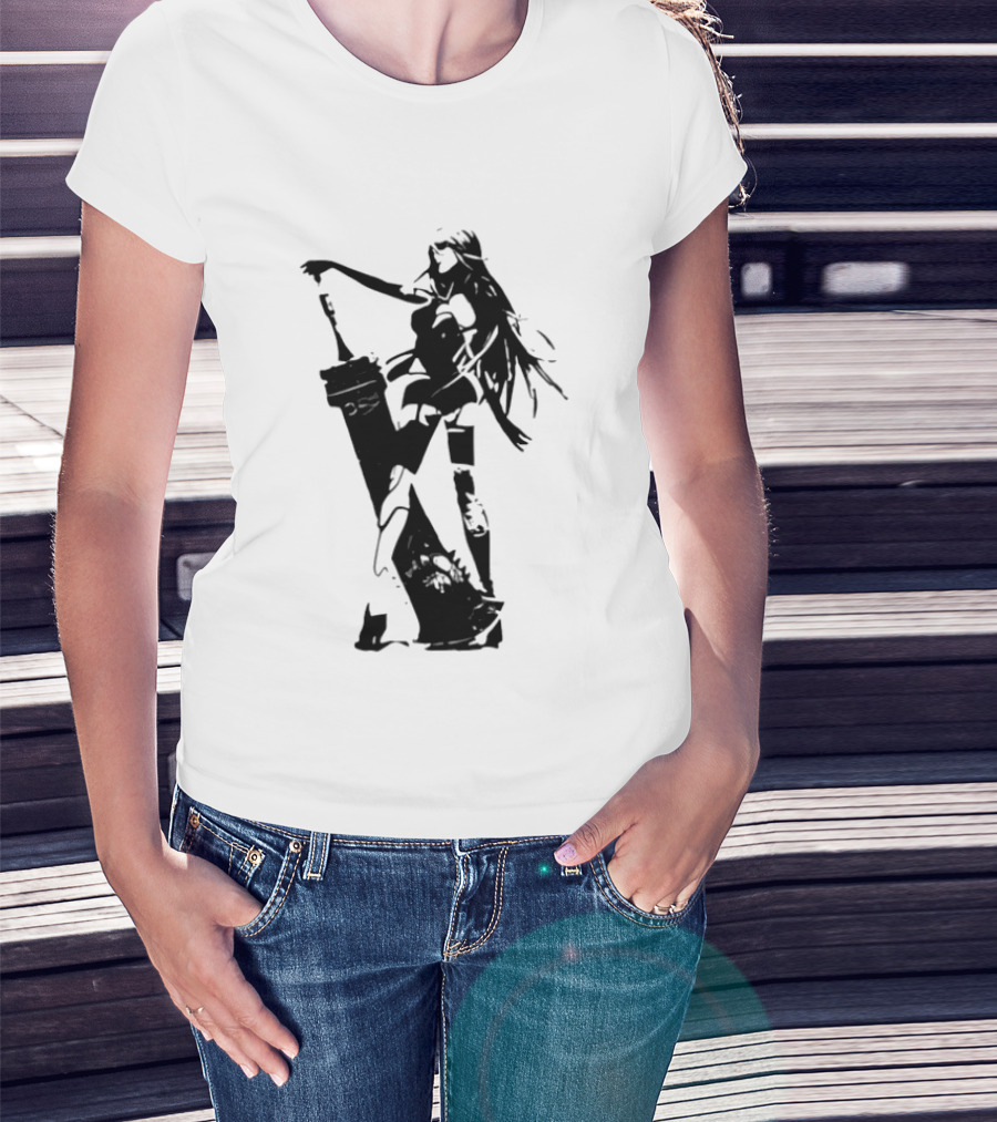 Weathered Nier Automata A2 Silhouette Black T-Shirt