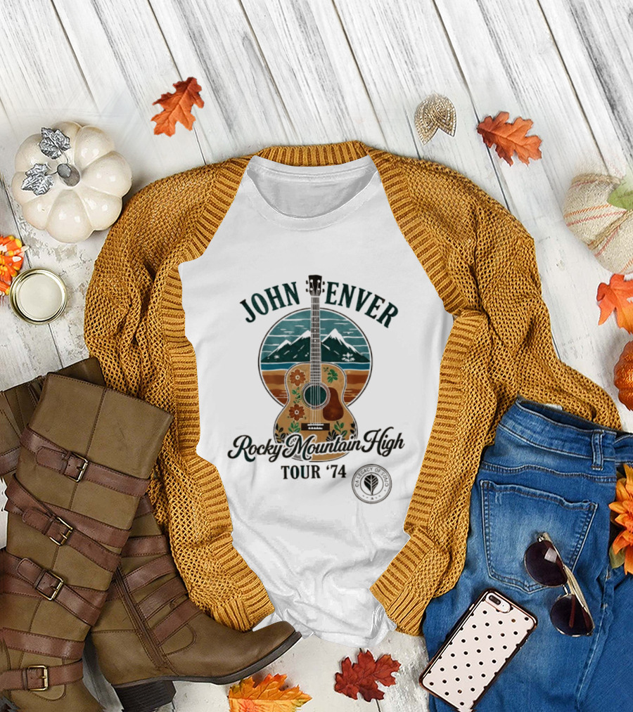 John Denver Rocky Mountain High Tour '74 Vintage Guitar T-Shirt