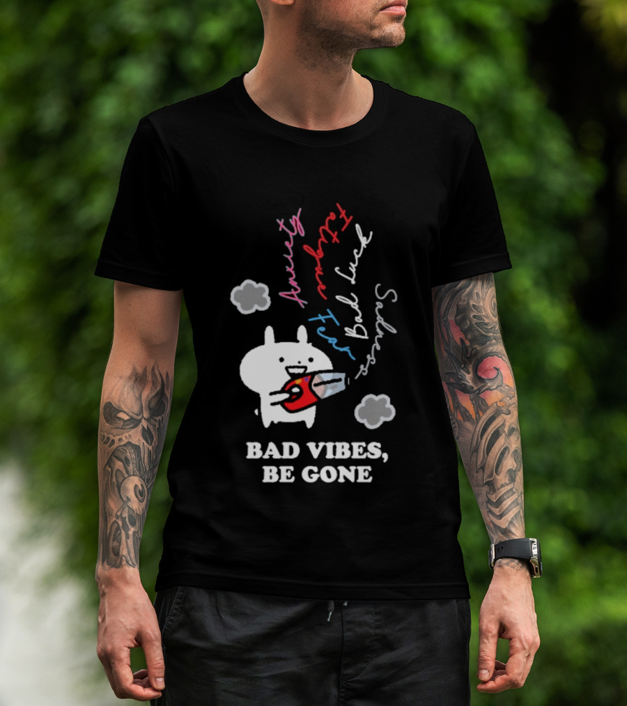 Usagyuuun Bad Vibes Be Gone Lucky Fast Silver Happiness T-Shirt