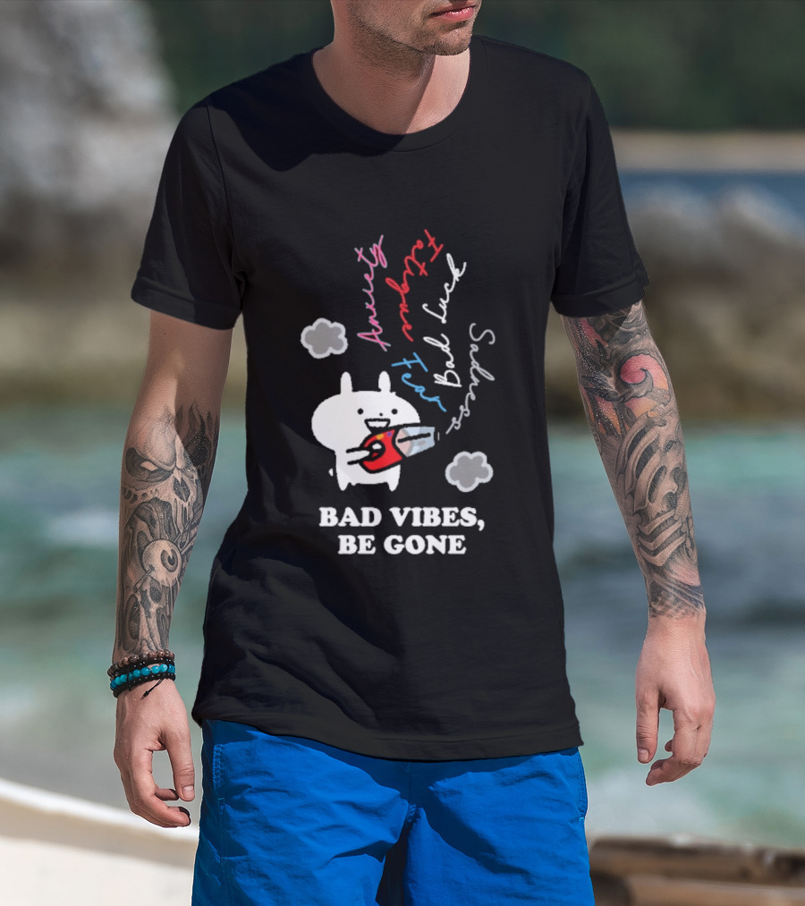 Usagyuuun Bad Vibes Be Gone Lucky Fast Silver Happiness T-Shirt