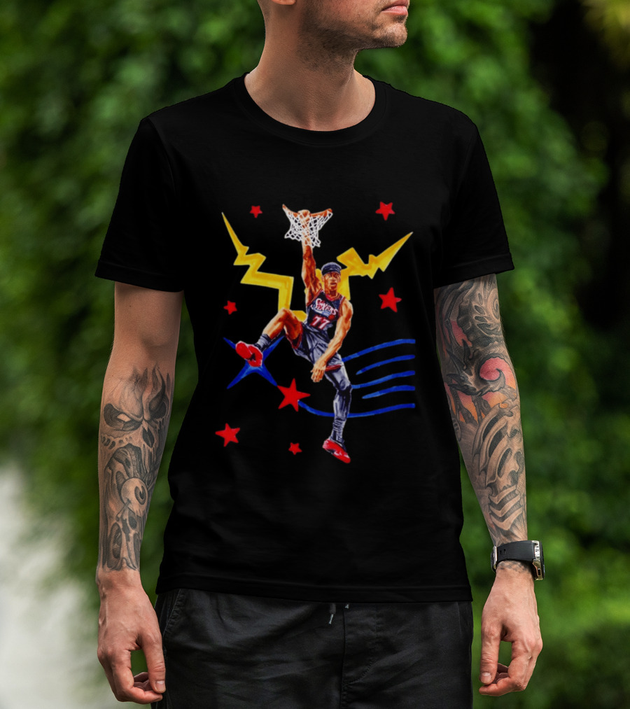 VJ Edgecombe 77 Philadelphia 76ers Basketball Dunking Action T-Shirt