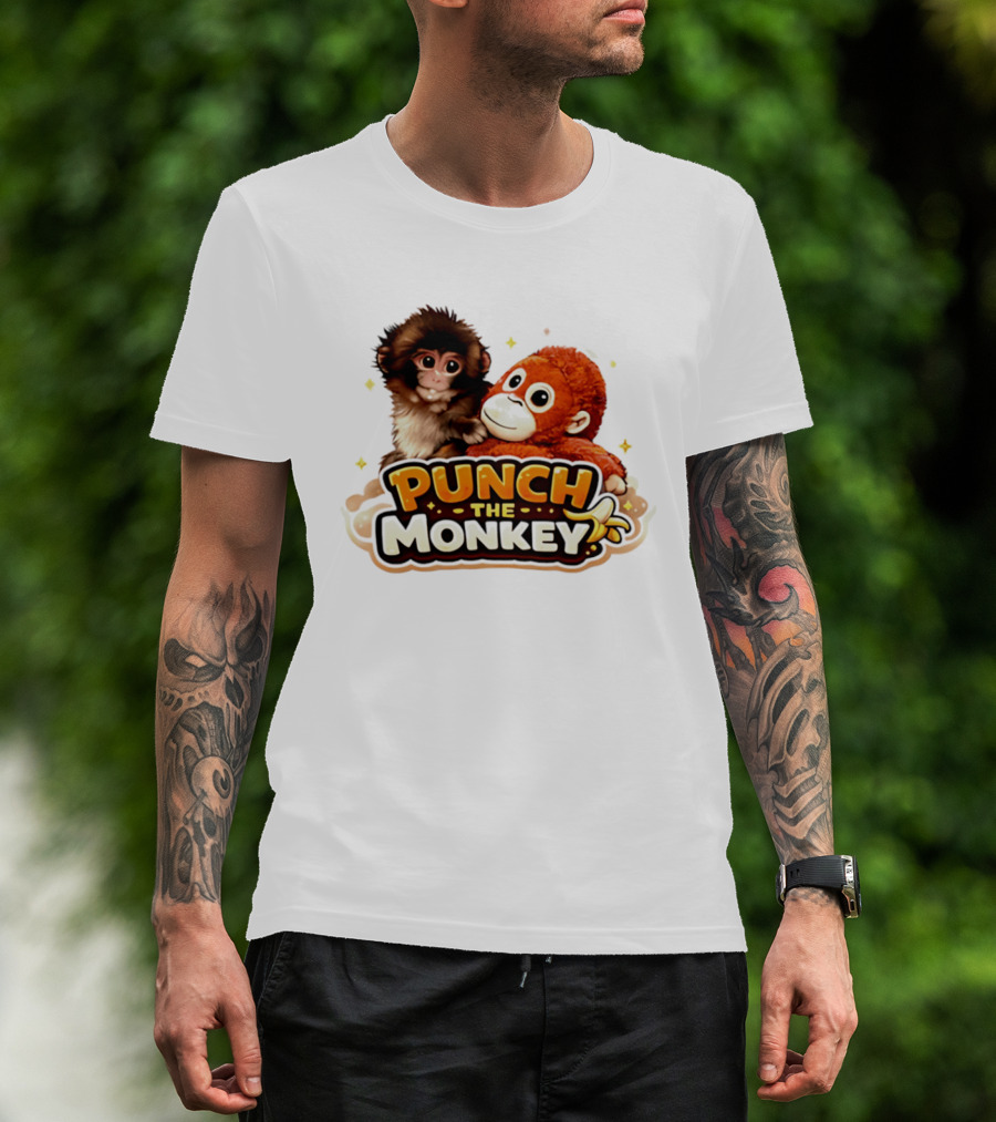 Punch The Monkey Cute Plush Cartoon T-Shirt