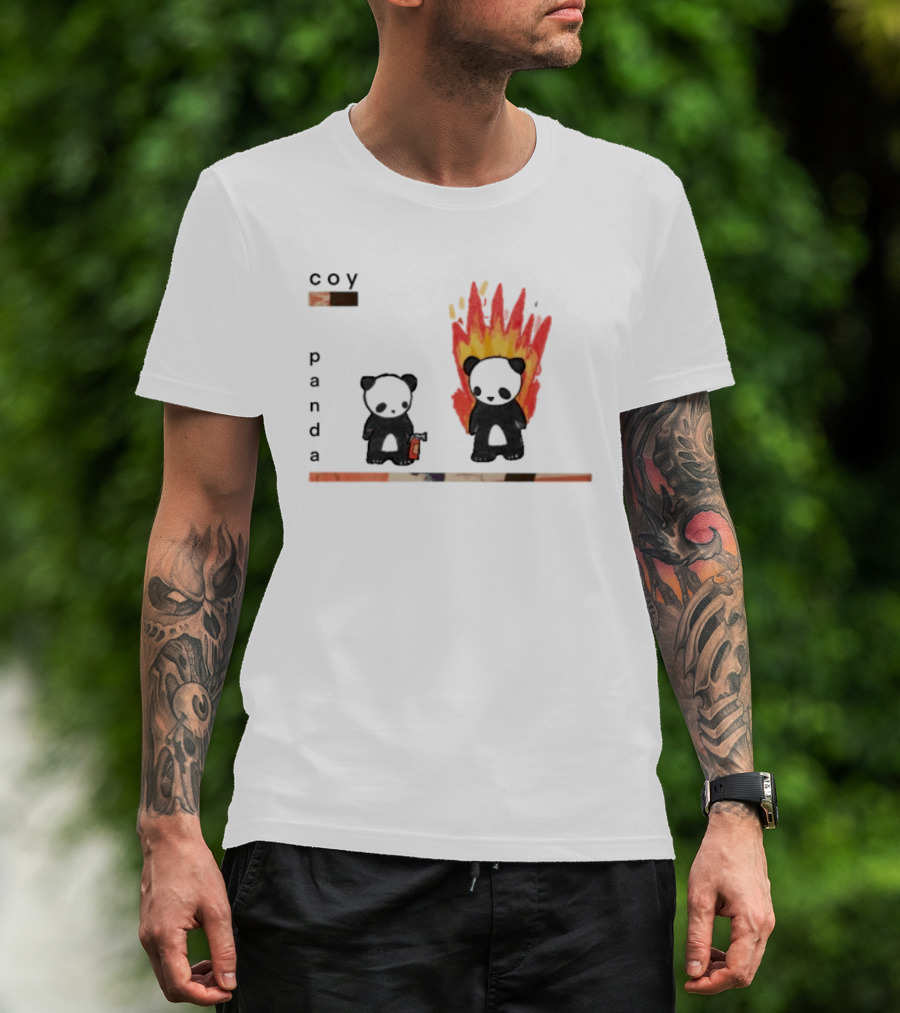 Coy Panda Fire And Calm Contrast T-Shirt